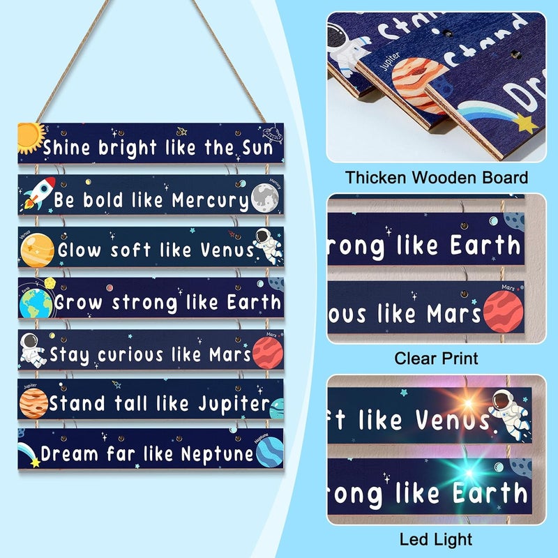 FIOBEE Girls Room Décor for Teen Girls Boys with LED Light Wall Decor for Bedroom Motivational Inspirational Wall Art Girl Room Decoration for Kids Studyroom, 8 Kinds of Lights, Navy Space - Image 5